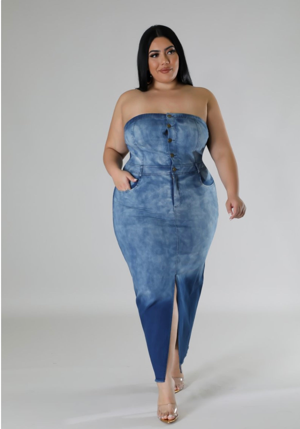 Run It Up Denim Dress Plus